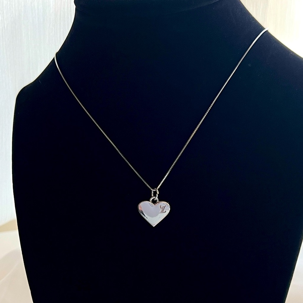 Upcycled LV Heart Pendant Necklace